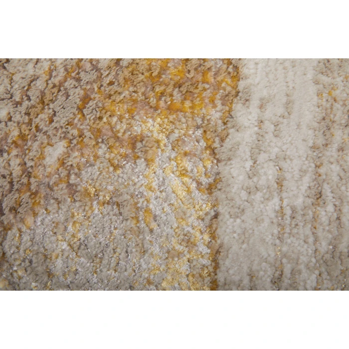 Feizy Aura Industrial Abstract, Ivory/Taupe/Gold, 12' x 18' Area Rug