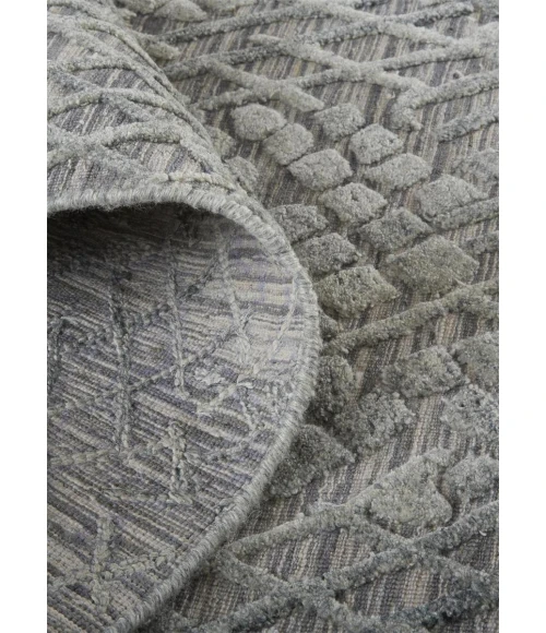 Feizy Elias Abstract Crosshatch Rug, Gray/Sage/Ice Green, 5ft x 8ft Area Rug