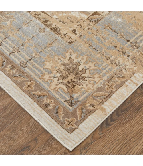 Feizy Celene French & Victorian Bordered, Tan/Brown/Gray, 7'-9" x 7'-9" Round Rug
