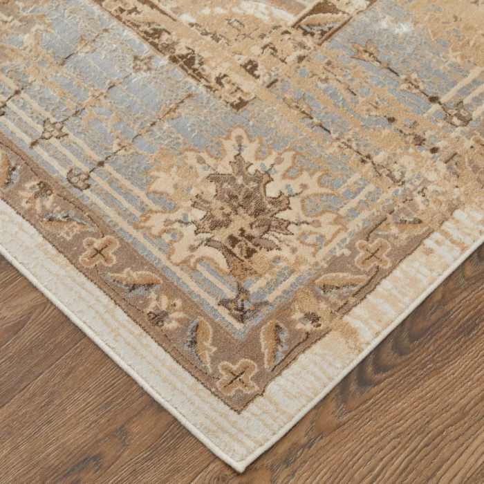 Feizy Celene French & Victorian Bordered, Tan/Brown/Gray, 7'-9" x 7'-9" Round Rug