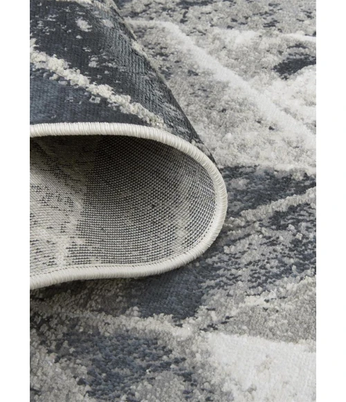 Feizy Micah Industrial Chevron, Black/Gray/Silver, 12' x 18' Area Rug