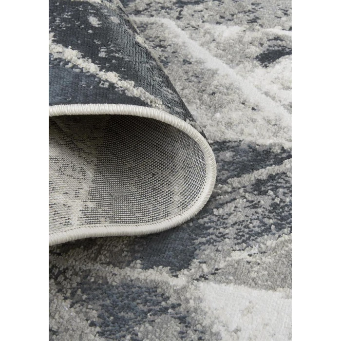 Feizy Micah Industrial Chevron, Black/Gray/Silver, 8' x 10' Area Rug