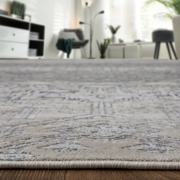 Feizy Macklaine Bohemian & Eclectic Distressed, Ivory/Silver/Black, 12' x 15' Area Rug