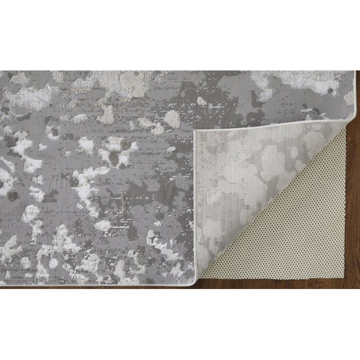 Feizy Micah Industrial Abstract, Silver/Gray/White, 3'-11" x 6' Accent Rug