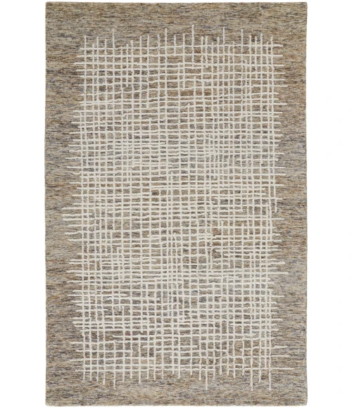 Feizy Maddox Modern Tufted Architectural Area Rug, Pebble Tan/Ivory, 9ft x 12ft