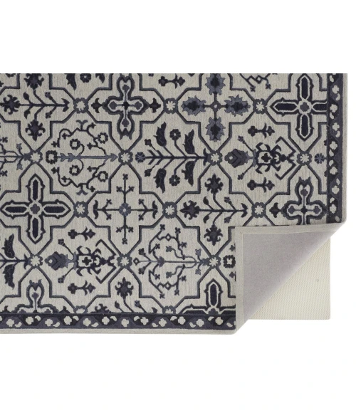 Feizy Fallon Rustic Farmhouse Rug, Ornamental, Light Gray/Black, 2ft x 3ft Accent Rug