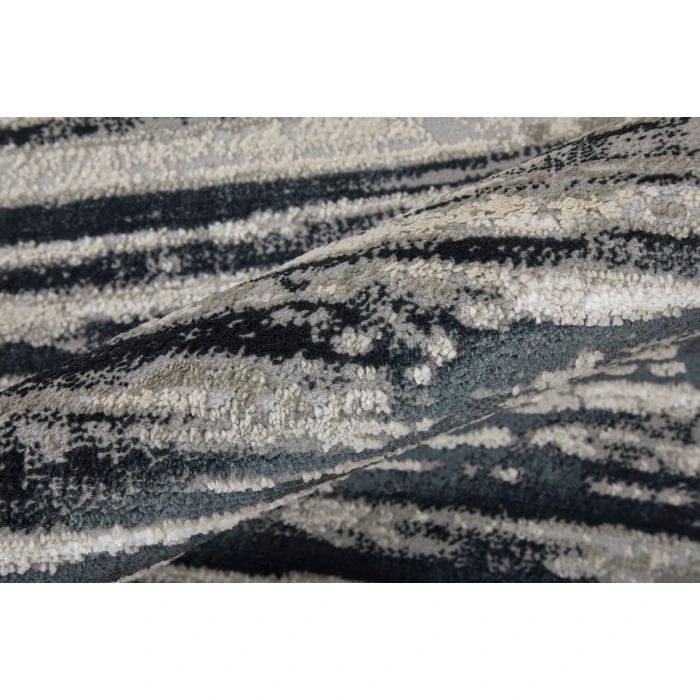 Feizy Micah Scandinavian Diamond, Black/Silver/Taupe, 3'-11" x 6' Accent Rug