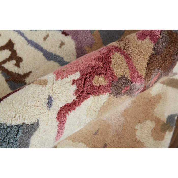 Feizy Dafney Casual Floral & Botanical, Blue/Pink/Gray, 3'-6" x 5'-6" Area Rug