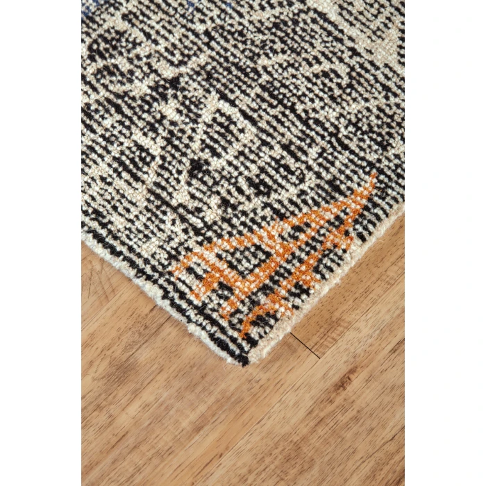 Feizy ARAZAD 8479F IN BLACK/TANGERINE 5' x 8' Area Rug