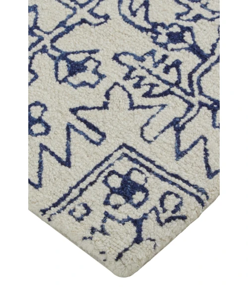 Feizy Belfort Vintage Medallion, Ivory/Blue, 10' x 14' Area Rug