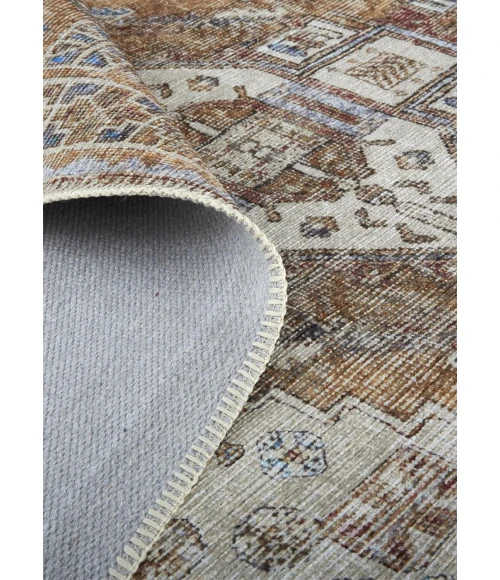 Feizy Percy Vintage Medallion Area Rug, Terracotta/Country Blue, 5ft-3in x 7ft-6in