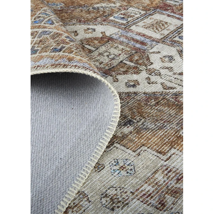 Feizy Percy Vintage Medallion Rug, Terracotta/Country Blue, 7ft-10in x 9ft-10in