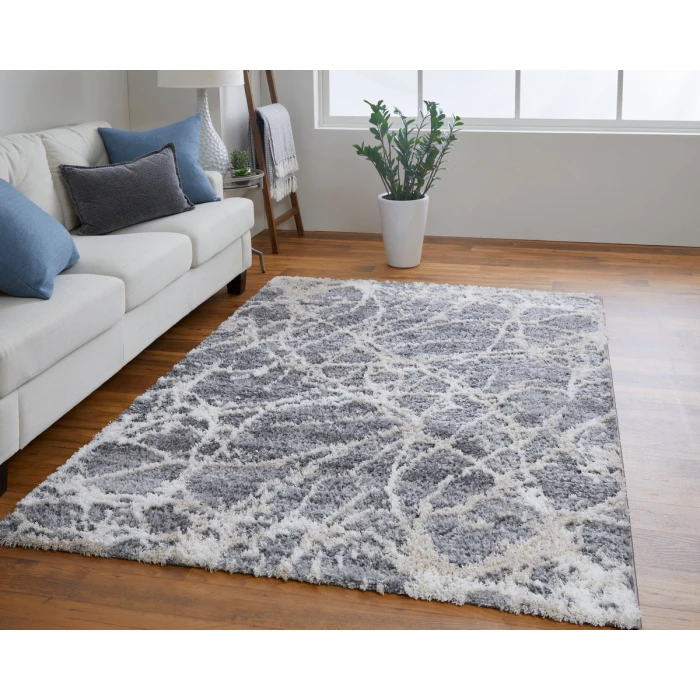 Feizy Mynka Casual Abstract, Gray/Ivory, 7'-11" x 10' Area Rug
