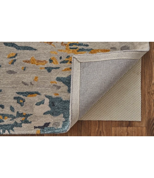 Feizy Everley Abstract Tufted Wool Rug, Light Gray/Golden Yellow, 8' x 10' Area Rug