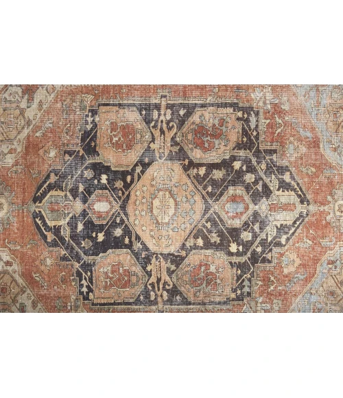 Percy Area Rug Feizy Percy Vintage Medallion Rug, Pink Clay/Charcoal Gray, 7ft-10in x 9ft-10in