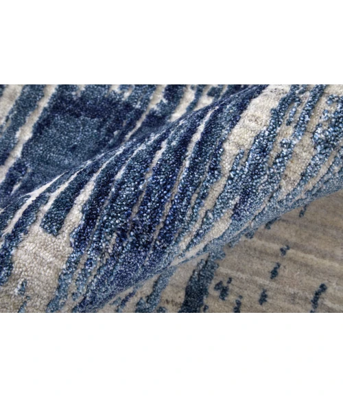 Feizy Eastfield Casual Abstract, Blue/Ivory, 8' x 8' Round Rug