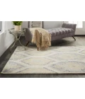 Feizy Arazad Bohemian & Eclectic Geometric, Yellow/Blue/Ivory, 3'-6" x 5'-6" Accent Rug