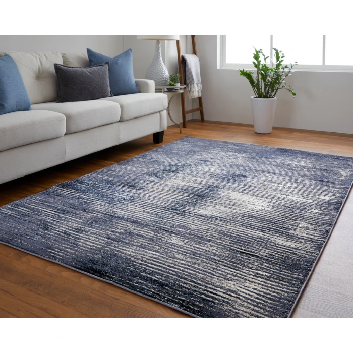 Feizy Indio Industrial Gradient & Ombre, Blue/Gray/Ivory, 3'-11" x 6' Accent Rug