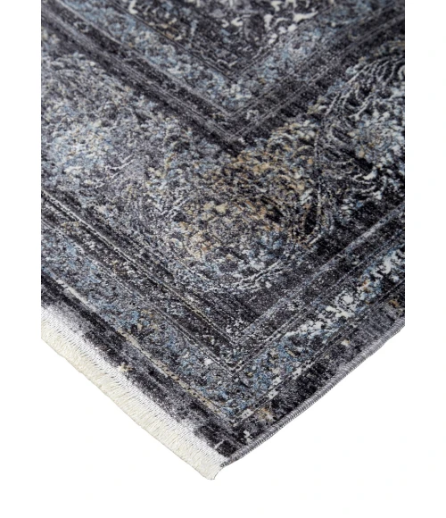 Feizy Sarrant Bohemian & Eclectic Medallion, Gray/Silver/Ivory, 9'-6" x 12'-7" Area Rug