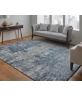 Feizy Eastfield Casual Abstract, Blue/Ivory, 8' x 8' Round Rug