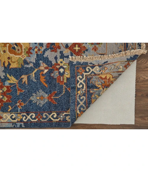 Feizy Leylan Vintage Floral & Botanical, Blue/Orange/Red, 2'-6" x 10' Runner