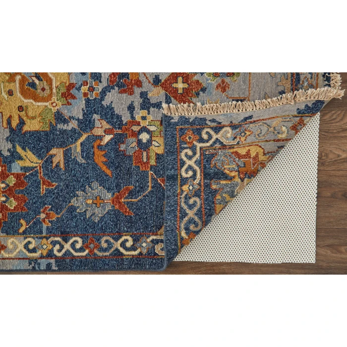 Feizy Leylan Vintage Floral & Botanical, Blue/Orange/Red, 3'-6" x 5'-6" Area Rug