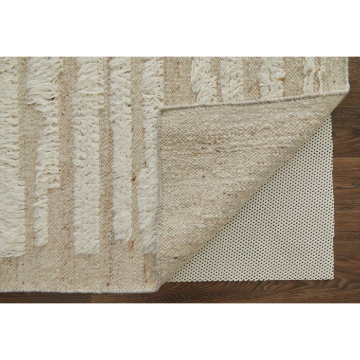 Feizy Ashby Scandinavian Stripes, White/Tan, 2' x 3' Area Rug