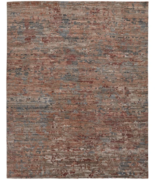 Feizy Conroe Luxe Abstract Hand-Knot Rug, Copper/Blue/Henna, 2ft x 3ft Accent Rug