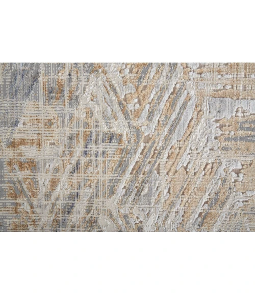 Feizy Laina Casual Abstract, Tan/Ivory/Gray, 3' x 10' Runner
