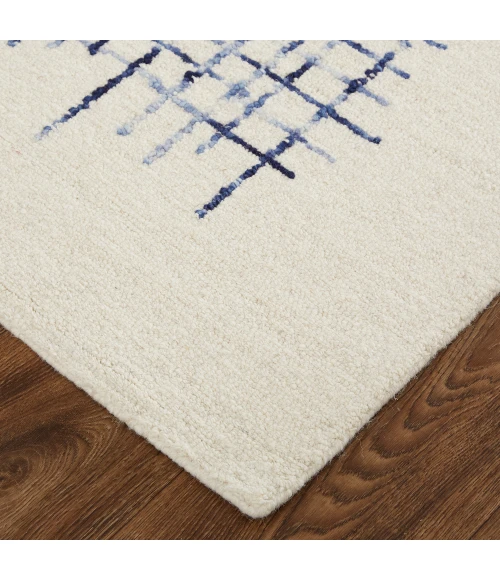 Feizy Maddox Modern Tufted Architectural Area Rug, Ivory/Navy Blue, 5ft x 8ft