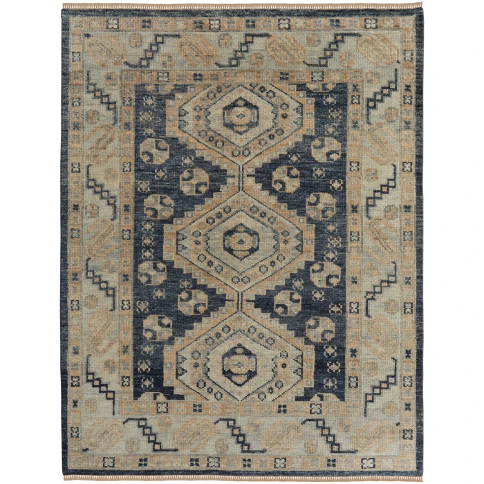 Feizy Fillmore Classic Diamond, Blue/Ivory, 2'-6" x 12' Runner