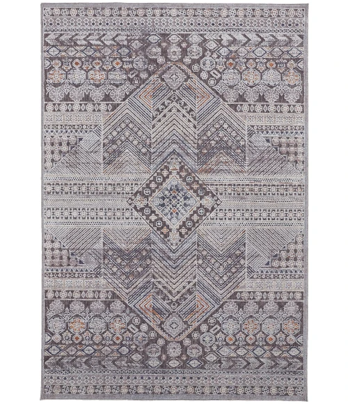Feizy Francisco Southwestern Tribal Rug, Ivory/Charcoal Gray, 12' x 15' Area Rug