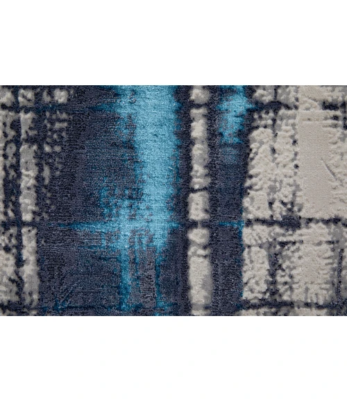Feizy Indio Industrial Abstract, Ivory/Blue/Gray, 2'-10" x 7'-10" Runner