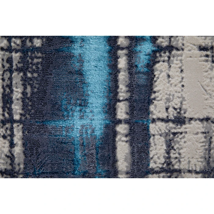 Feizy Indio Industrial Abstract, Ivory/Blue/Gray, 3'-11" x 6' Accent Rug