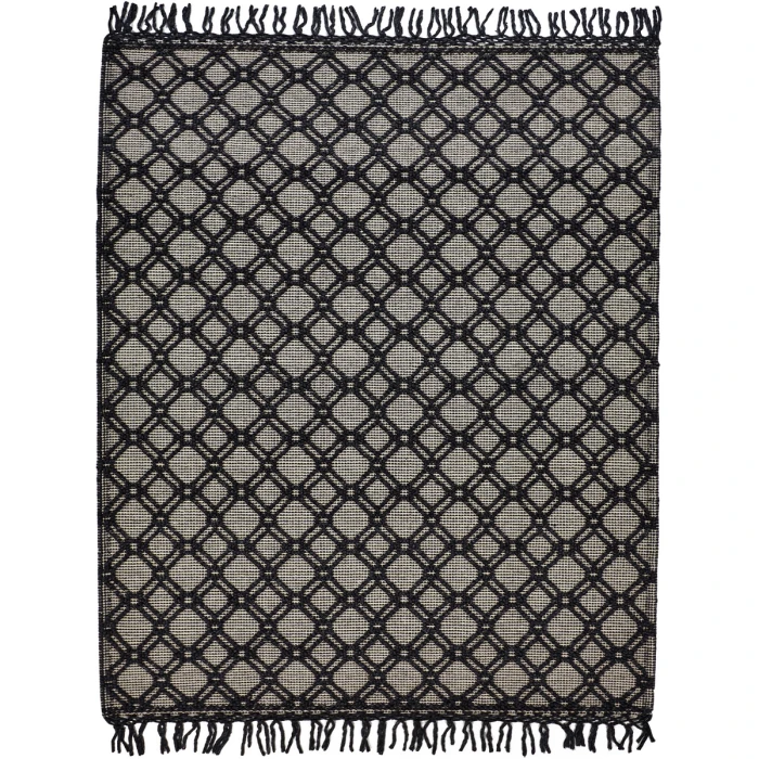 Feizy Phoenix Farmhouse Diamond, Black/Ivory, 7'-9" x 9'-9" Area Rug