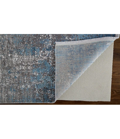 Feizy Cadiz Casual Abstract, Blue/Gray/Silver, 3'-1" x 10' Runner