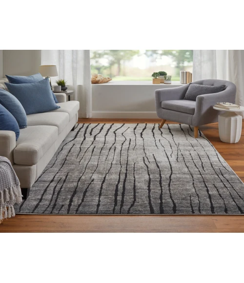Feizy Kano Industrial Abstract, Gray/Black/Taupe, 6'-7" x 9'-6" Area Rug