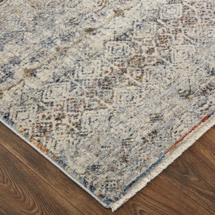 Feizy Kaia Rustic Distressed, Tan/Ivory/Blue, 2'-6" x 12' Runner