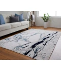 Feizy Indio Industrial Abstract, Ivory/Blue/Black, 8' x 10' Area Rug