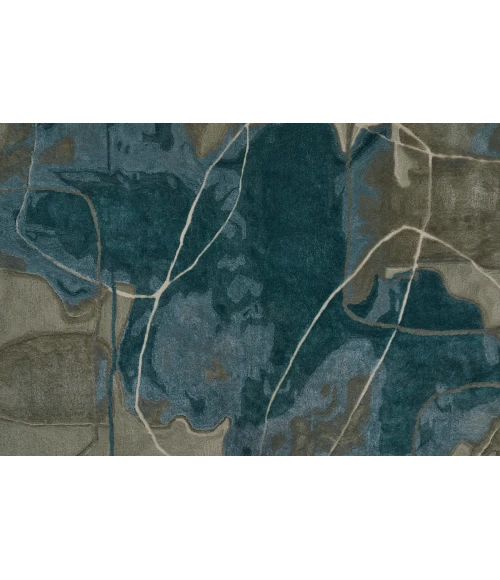 Feizy Anya Industrial Abstract, Blue/Gray/Ivory, 12' x 15' Area Rug