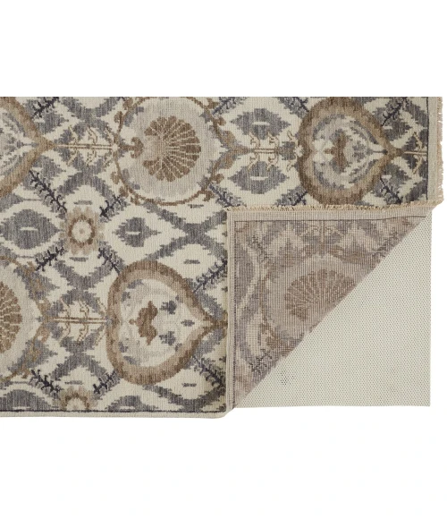 Feizy Beall Luxury Wool Rug, Ornamental Ikat, Beige, 2ft x 3ft Accent Rug