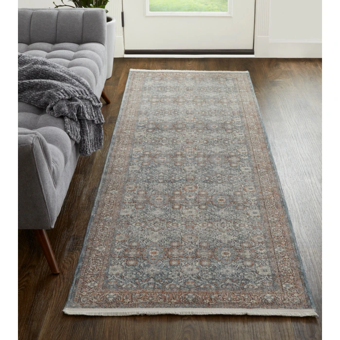 Feizy Marquette Vintage Oriental, Blue/Red, 2'-8" x 8' Runner