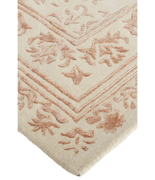 Feizy Bella High/Low Floral Wool Rug, Sand Beige/Blush Pink, 2ft - 6in x 8ft, Runner