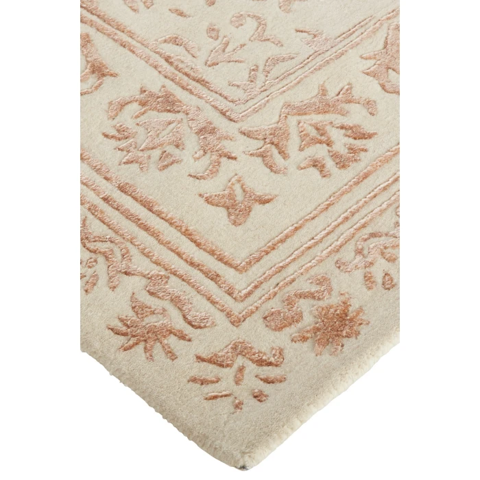 Feizy Bella High/Low Floral Wool Rug, Sand Beige/Blush Pink, 2ft - 6in x 8ft, Runner