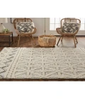 Feizy Anica Moroccan Geometric, Ivory/Black, 12' x 15' Area Rug