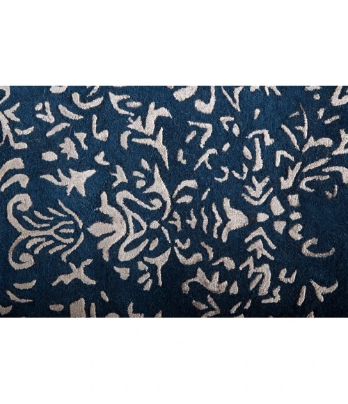 Feizy Bella High/Low Floral Wool Rug, Vallarta Blue/Silver Gray, 10ft x 14ft Area Rug