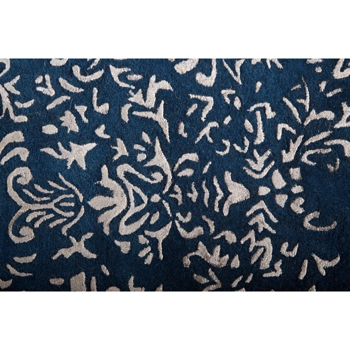 Feizy Bella High/Low Floral Wool Rug, Vallarta Blue/Silver Gray, 2ft-6in x 8ft, Runner