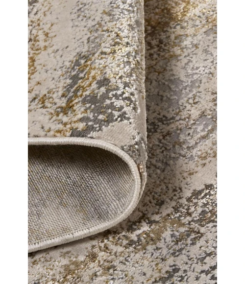 Feizy Aura Industrial Abstract, Gold/Gray/Ivory, 12' x 15' Area Rug