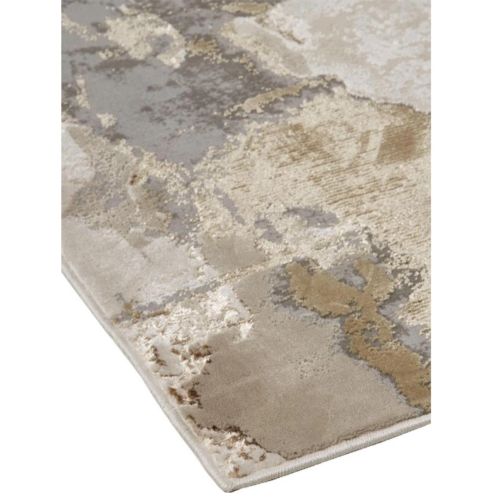 Feizy Aura Casual Watercolor, Gray/Ivory/Gold, 3'-11" x 6' Accent Rug