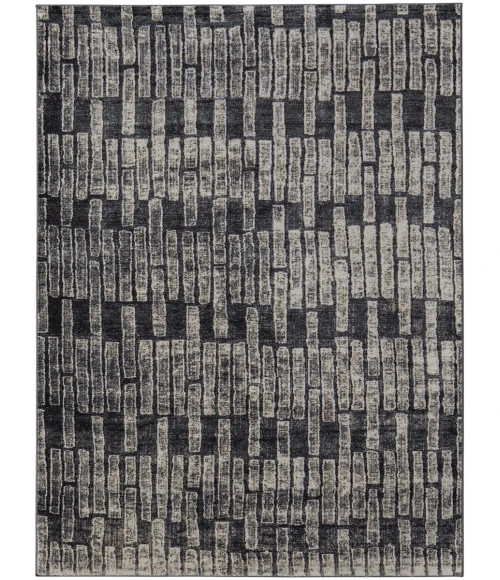 Feizy Kano Industrial Geometric, Gray/Black/Ivory, 8'-9" x 8'-9" Round Rug